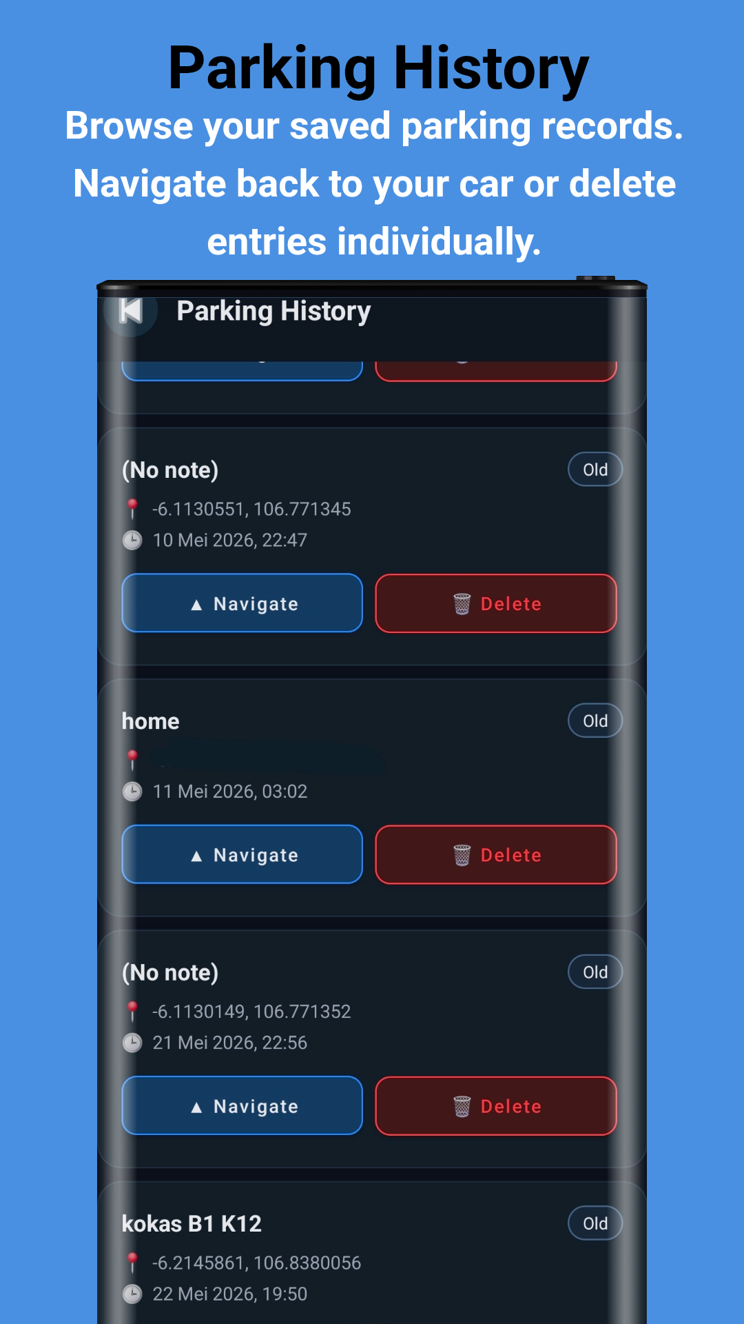 Find My Car - Simpan Lokasi