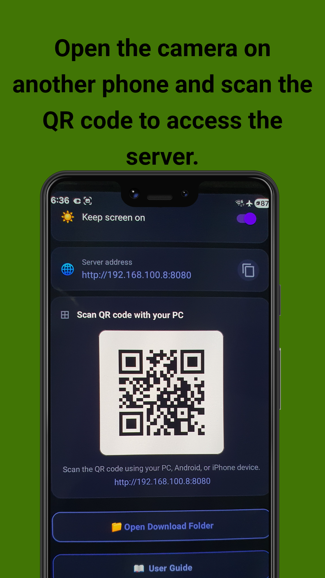 QR code scanning with another phone
