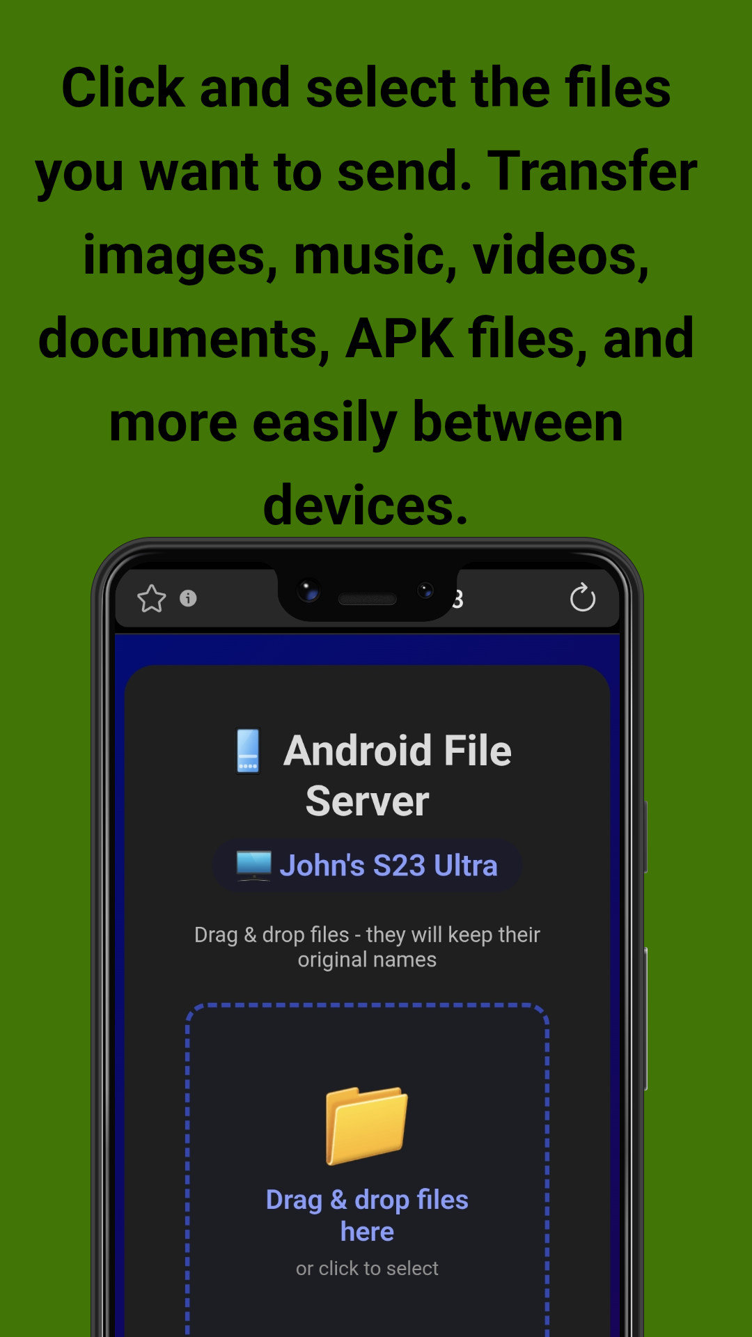 Drag and drop file upload area