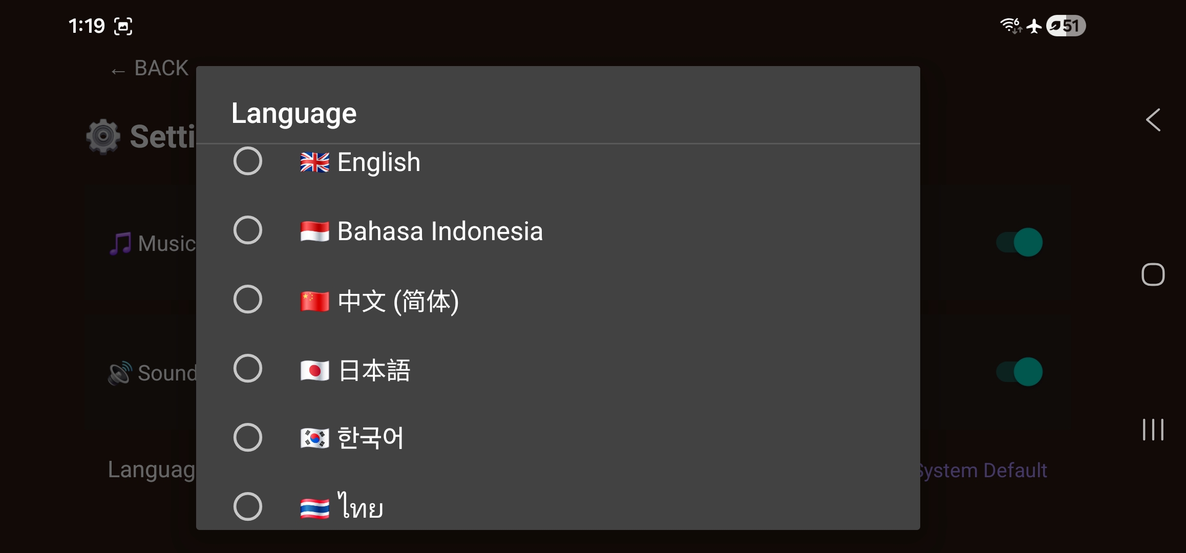 Language Settings