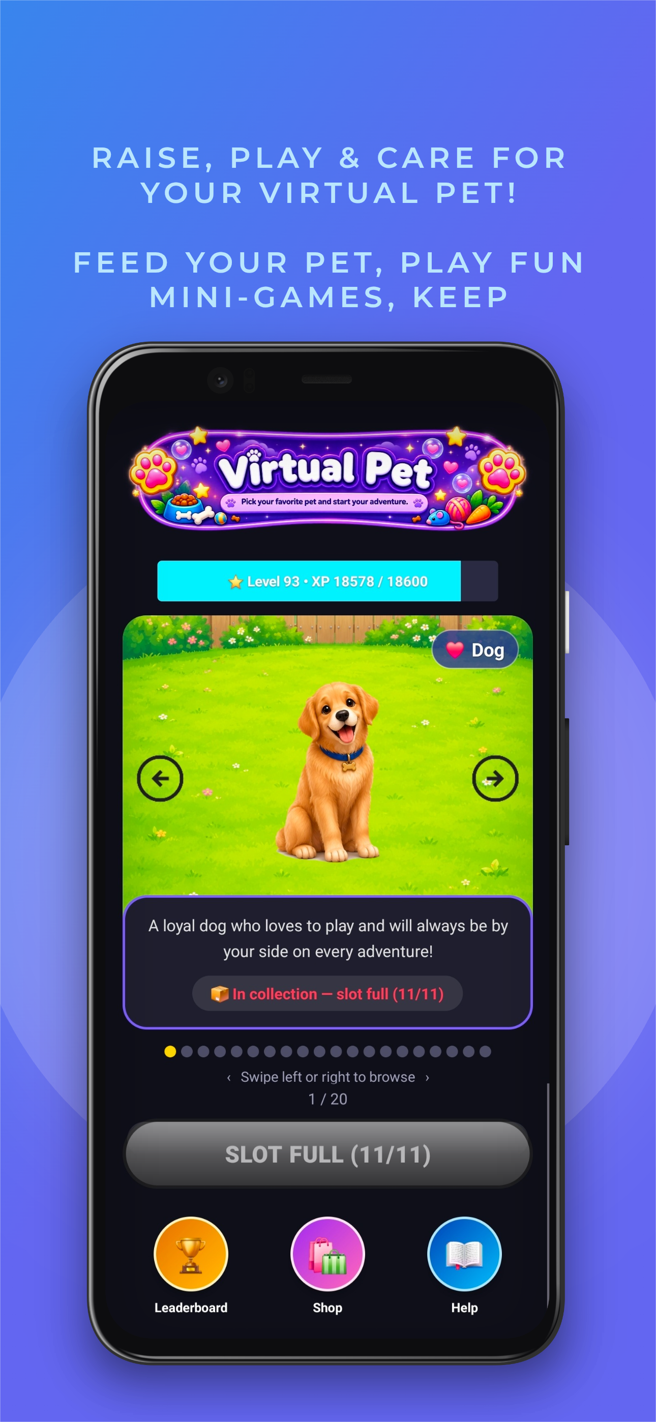 Virtual Pet Home Screen